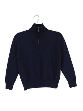 Brooks Brothers Boys Navy 346 Extra Fine Italian Merino Wool Quarter-Zip Sweater